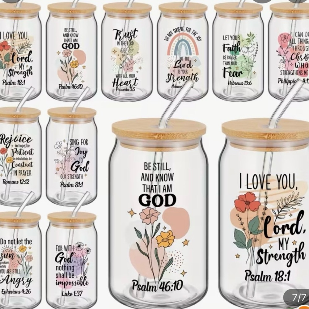 Inspirational Glass Jars with Bamboo Lids and Straws
